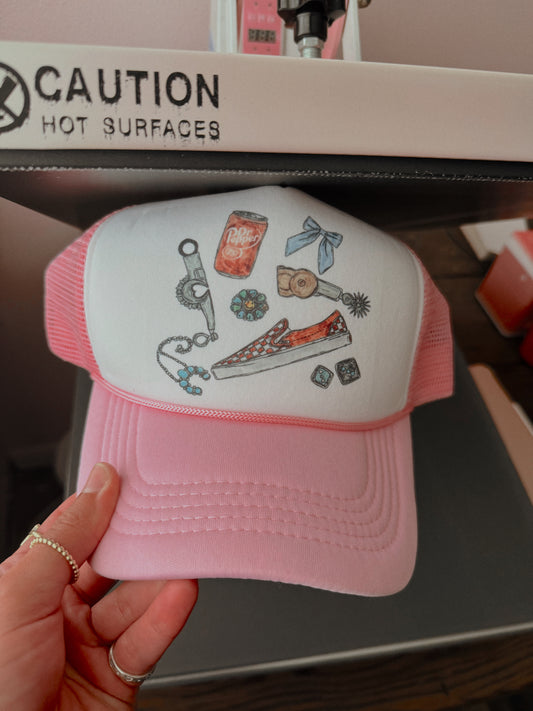 WESTERN COWGIRLY COLLAGE TRUCKER HAT
