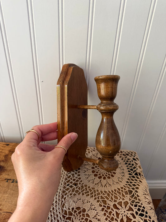 WOODEN CANDLESTICK HOLDER