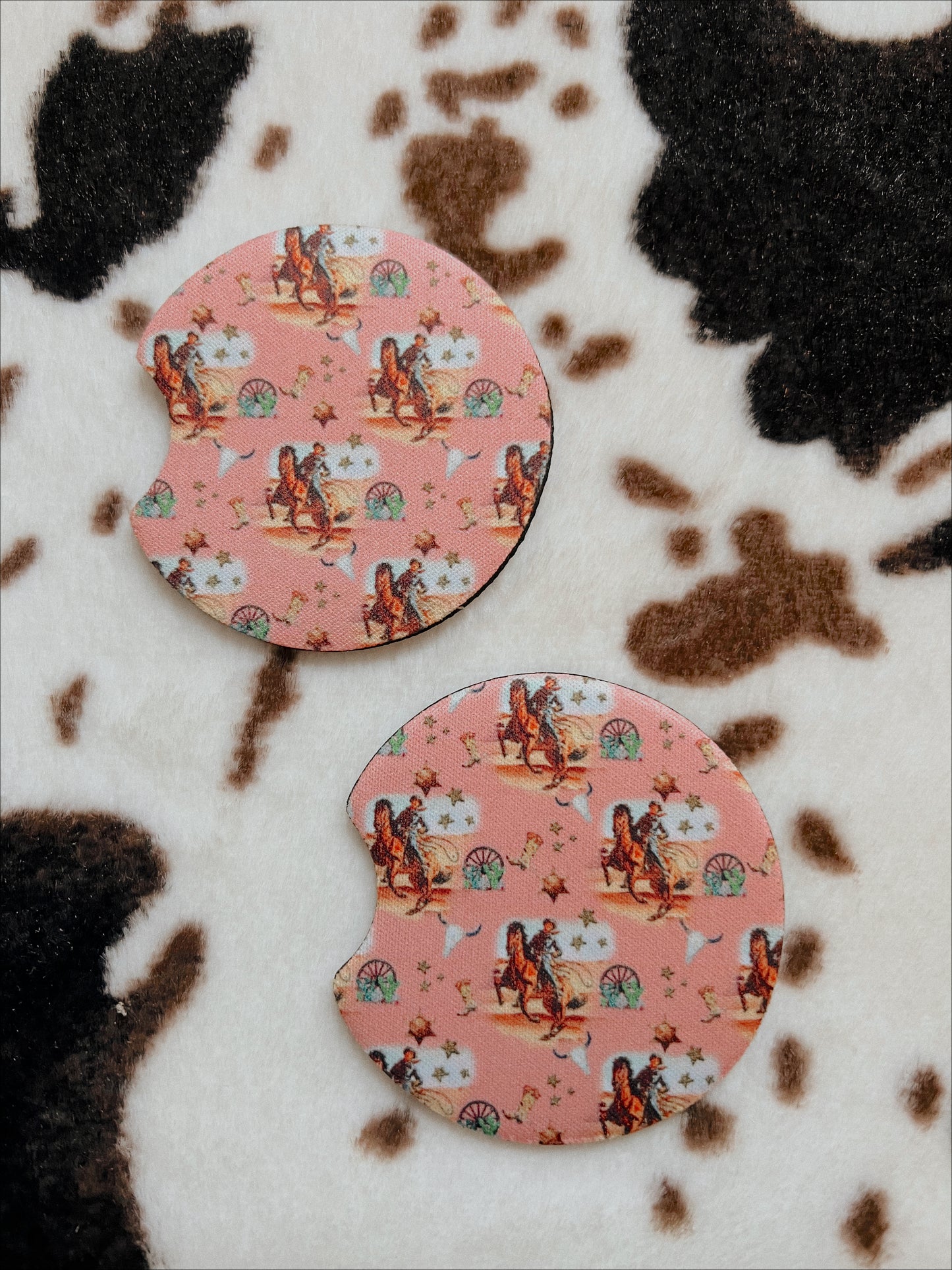 PINK COWBOY CAR COASTERS
