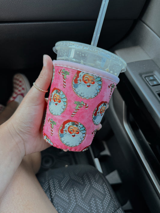 PINK SANTA ICED COFFEE COOZIE