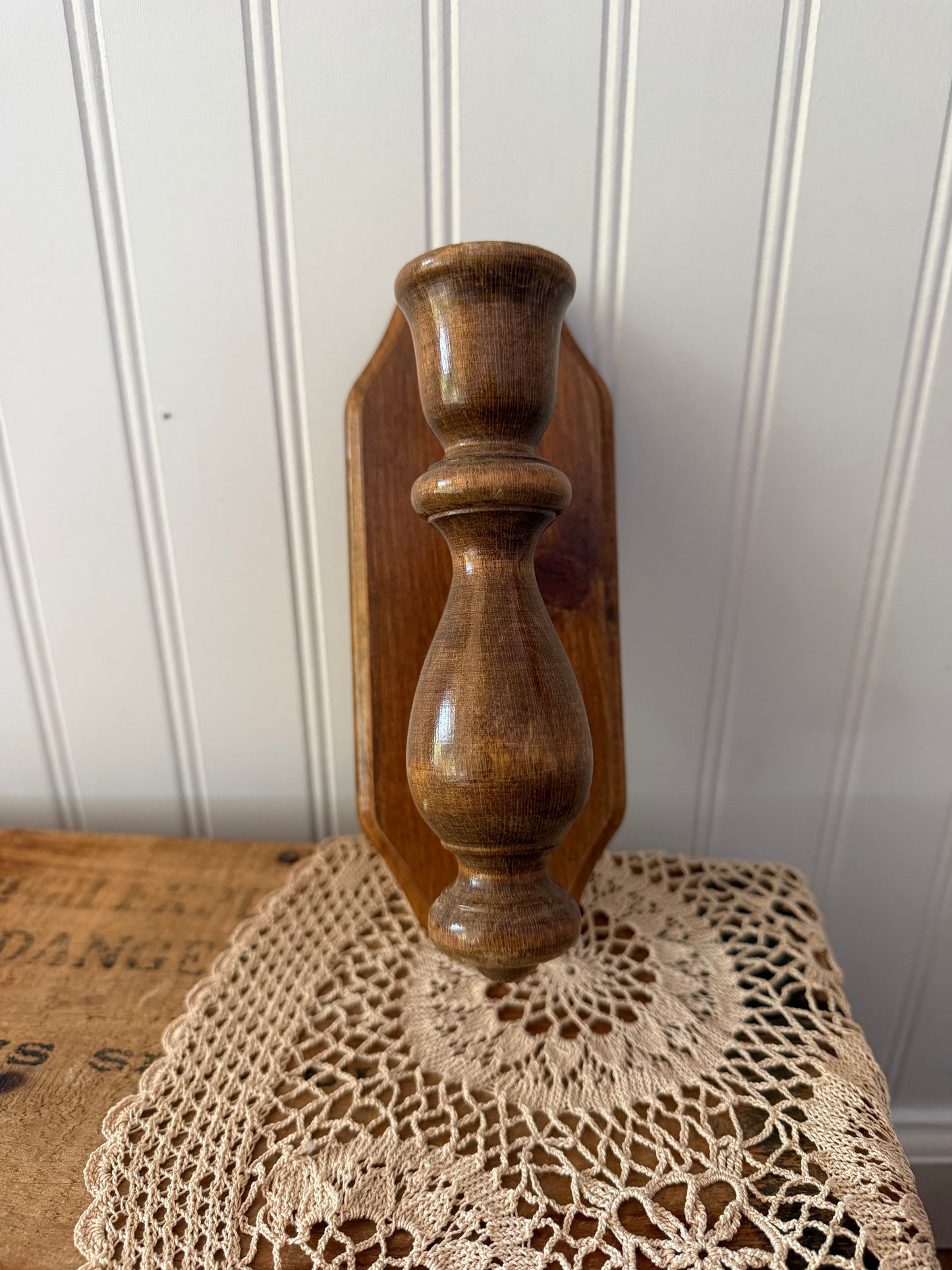 WOODEN CANDLESTICK HOLDER