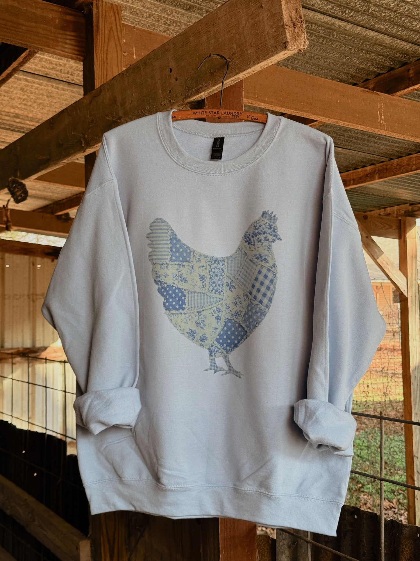 BLUE PATCHWORK HEN