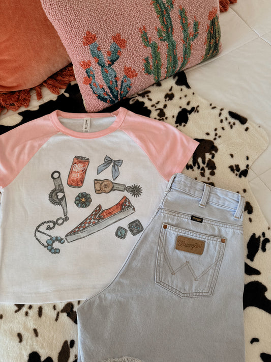 DR P COWGIRL COLLAGE BABY TEE