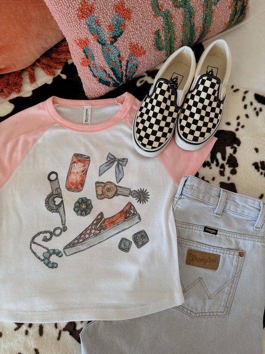 DR P COWGIRL COLLAGE BABY TEE